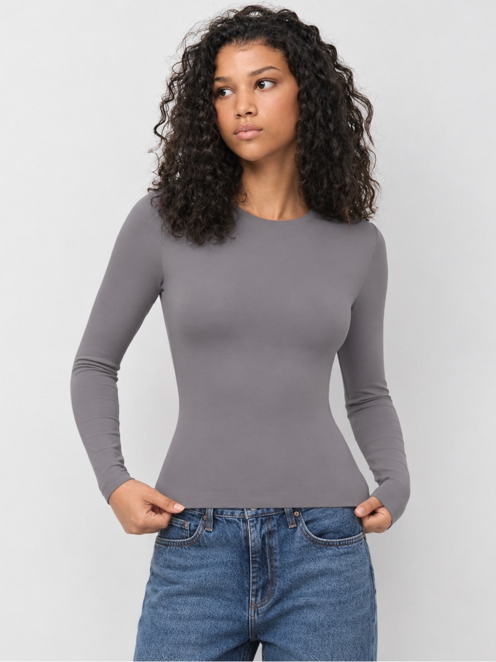 Frank And Oak Seamless Long Sleeve Top XL Mauve Purple Fitted Minimalist
